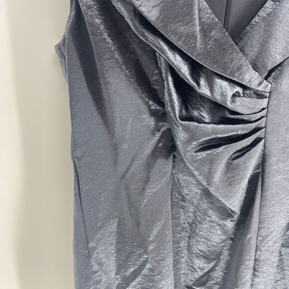 Connected Apparel Women's Black Formal Satin Sheath Dress Size 12 - Picture 3 of 6